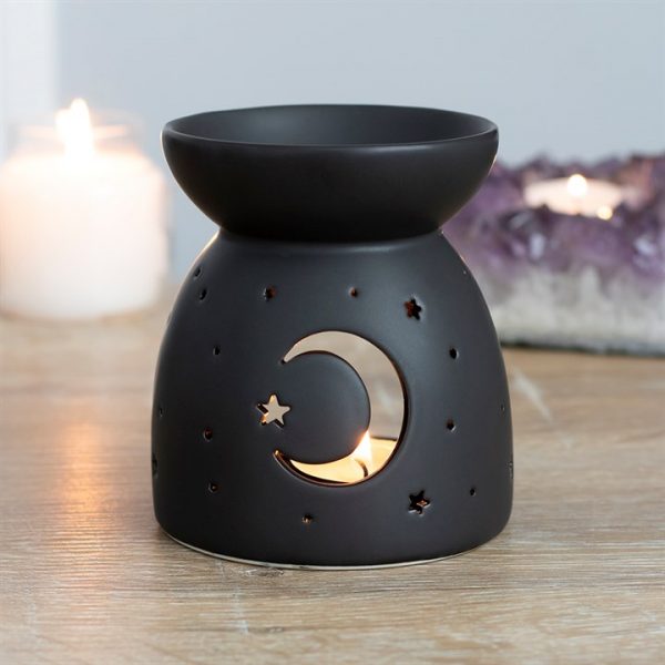 Brûleur Découpé en Forme de Lune Mystique Noire